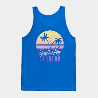 Siesta Key Florida Vintage Sunset Colors Palm Trees Tank Top